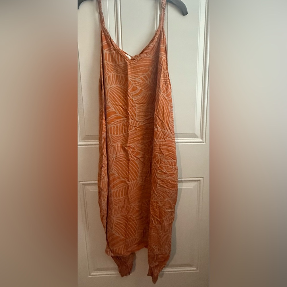 Orange Leaf Pattern Dress - image 1
